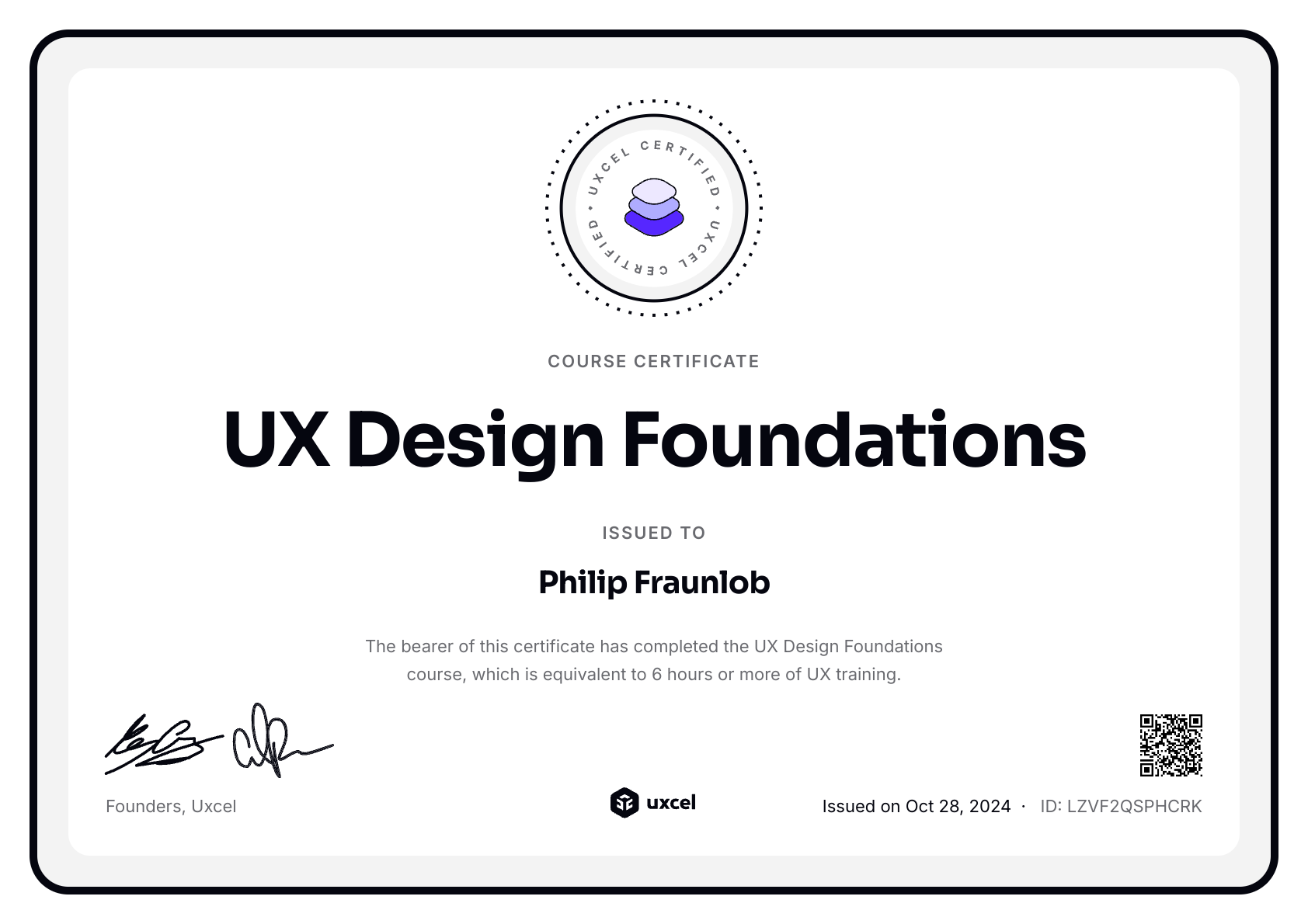 Philip Fraunlob's certificate